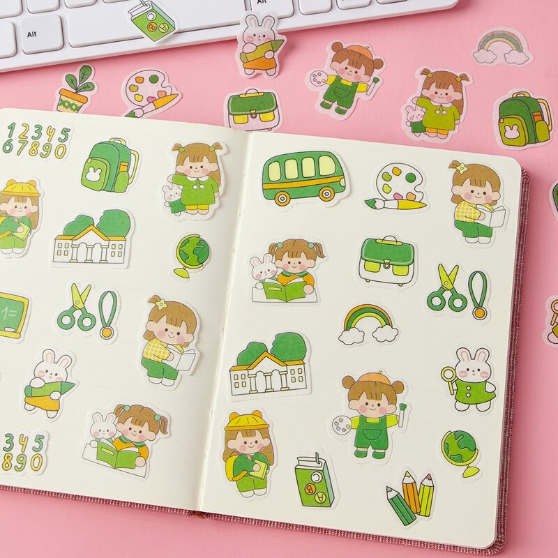 

40pcs Cartoon Pattern Sticker, Green