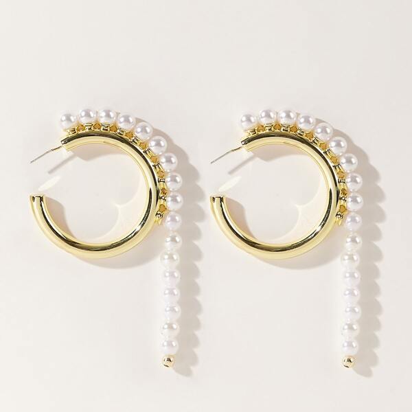 

Faux Pearl Drop Earrings, Gold