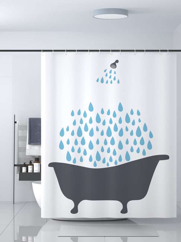 Bathtub Print Shower Curtain SHEIN USA