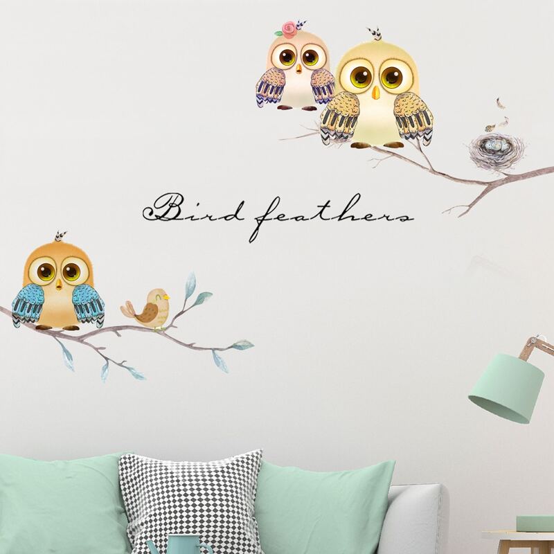 

Cartoon Owl Print Wall Sticker, Multicolor