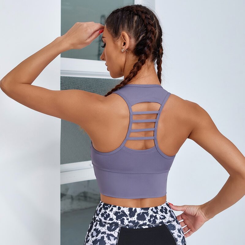 

Cut Out Racer Back Sports Bra, Mauve purple