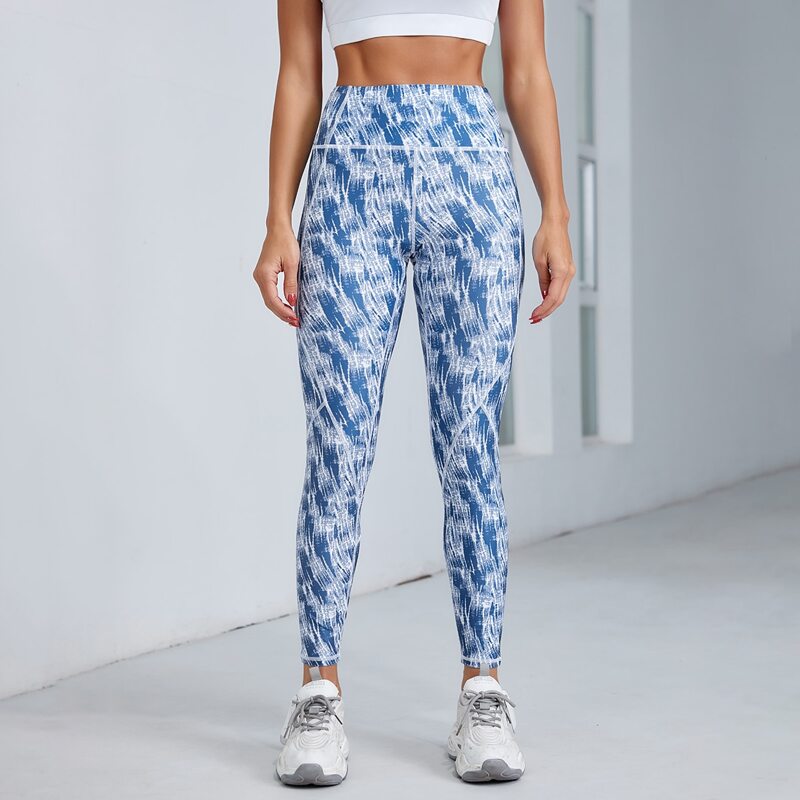 

Allover Print Crop Sports Leggings, Dusty blue