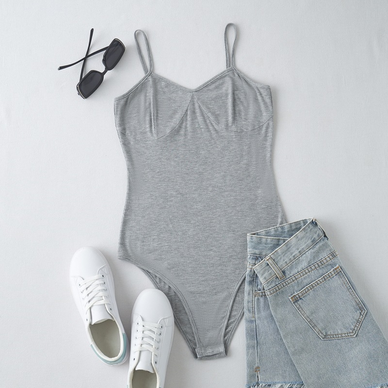 

Solid Rib Cami Bodysuit, Light grey