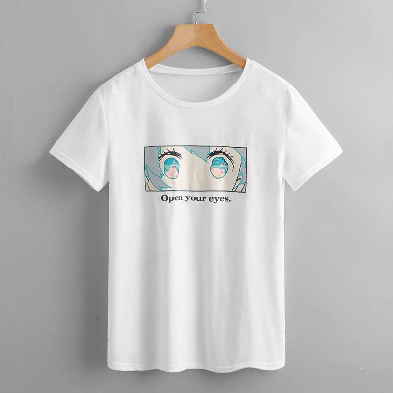 

Cartoon Eye Graphic Tee, White