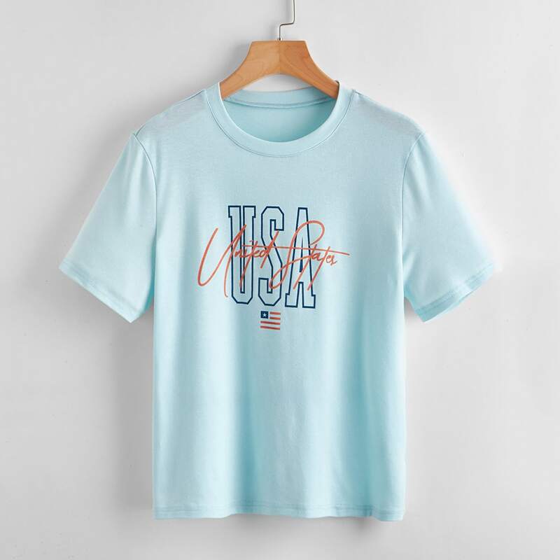 

Letter Graphic Tee, Baby blue