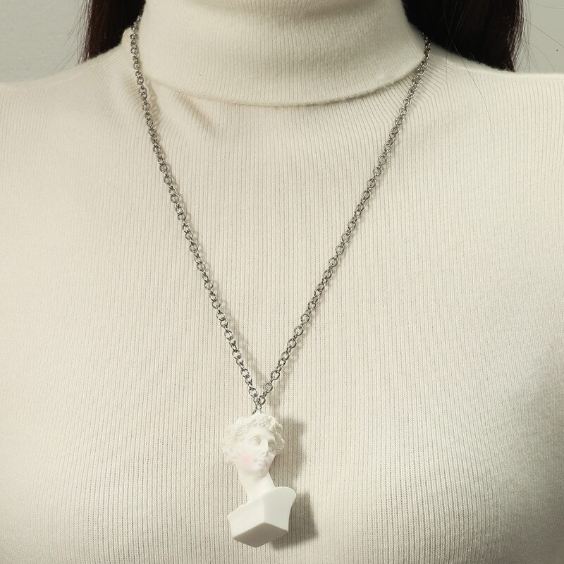 

Sculpture Pendant Necklace, White