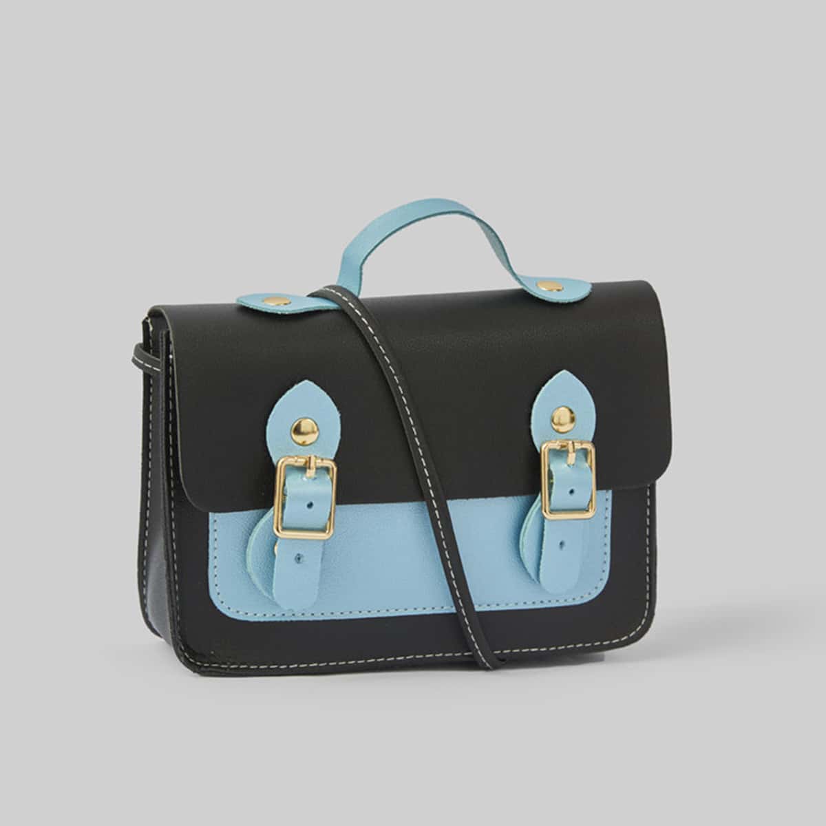 

Colorblock Buckle Satchel Bag, Multicolor