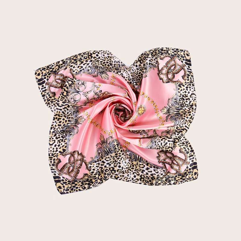 

Leopard & Chain Print Bandana, Multicolor
