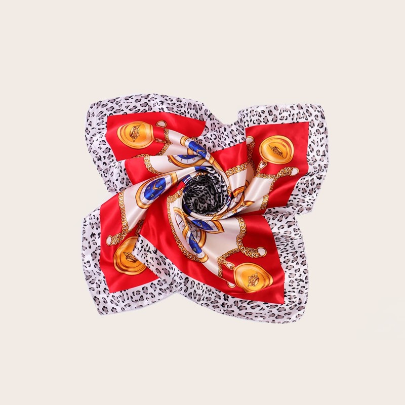 

Leopard & Clock Print Bandana, Multicolor