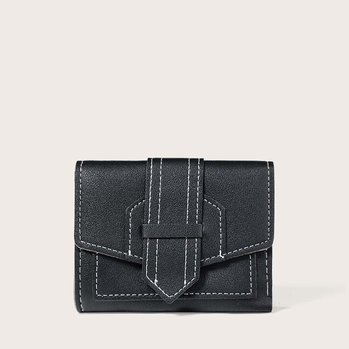 

Solid Stitch Fold Over Purse, Black