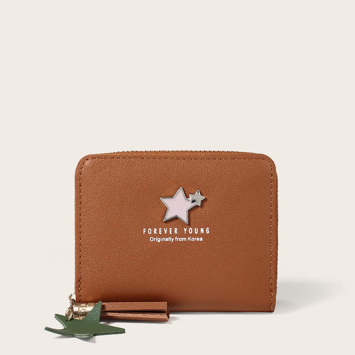 

Star & Tassel Zip Around Purse, Brown