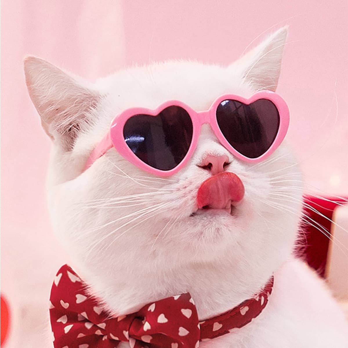 

1pair Heart Shaped Pet Glasses, Pink