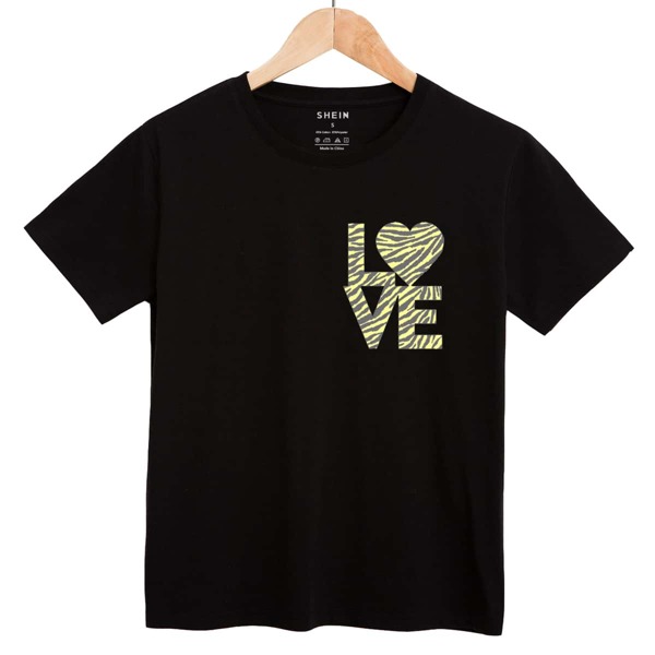 

Letter Graphic Short Sleeve Tee, Black