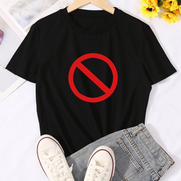 

Sign Graphic Round Neck Tee, Black