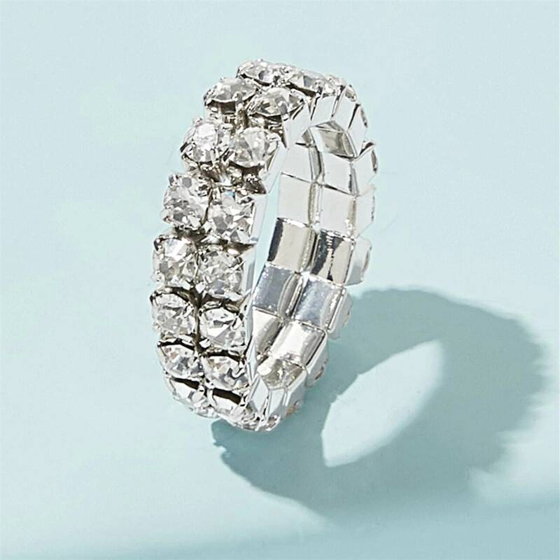 

1pc Rhinestone Ring, Silver