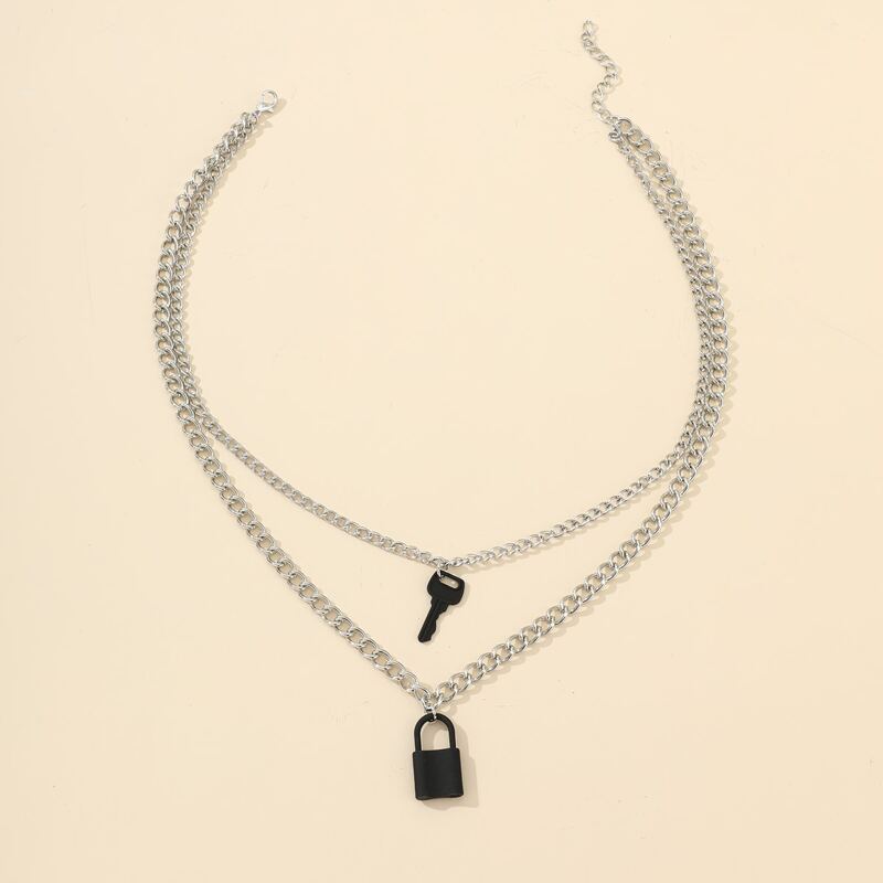 

Lock & Key Layered Necklace, Black
