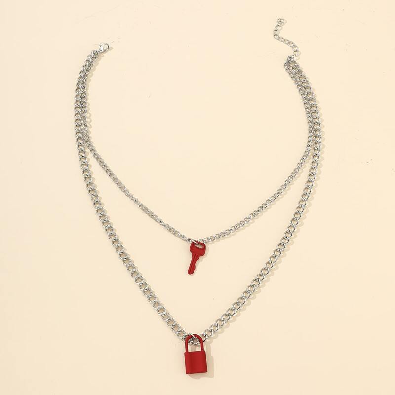

Lock & Key Layered Necklace, Multicolor
