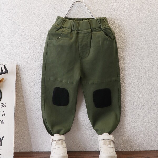 

Toddler Boys Contrast Panel Pants, Army green