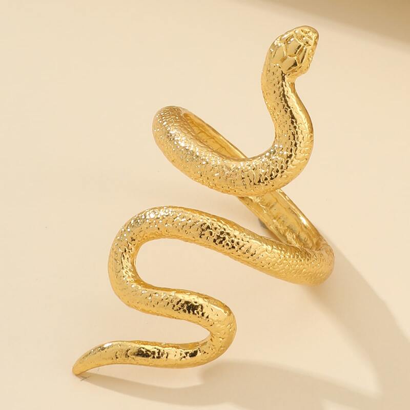 

1pc Snake Cuff Ring, Gold