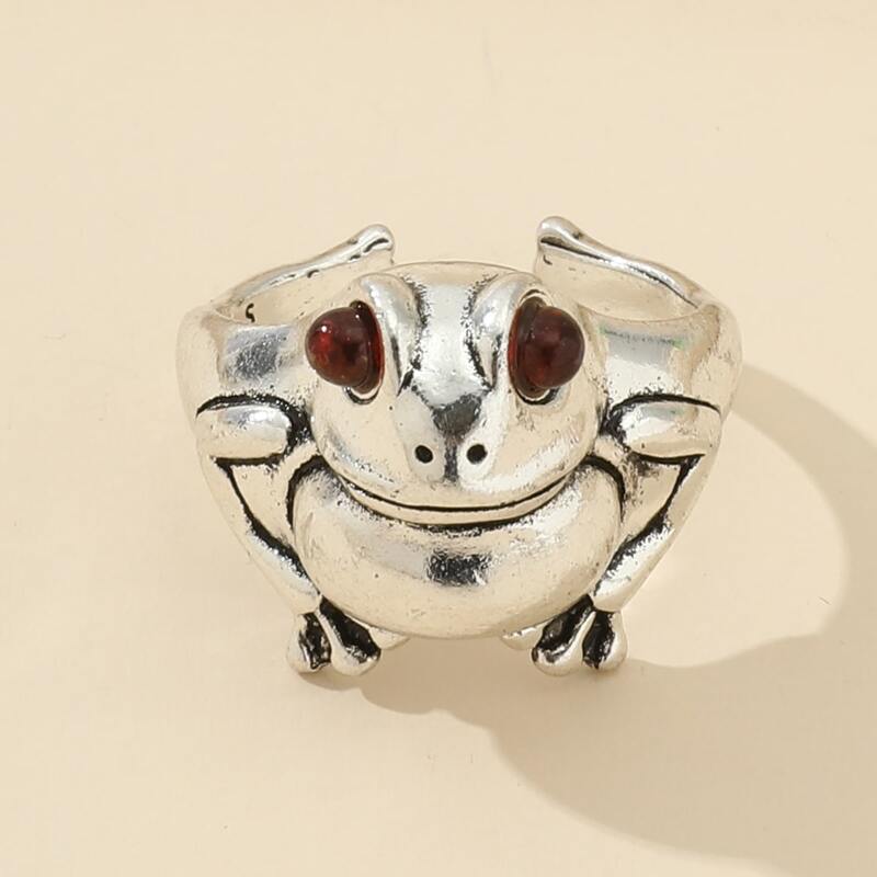 

1pc Frog Design Ring, Silver