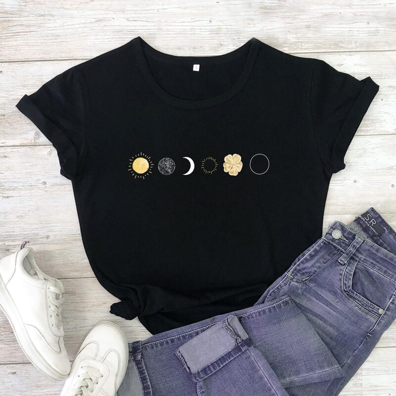 

Sun & Moon Graphic Tee, Black