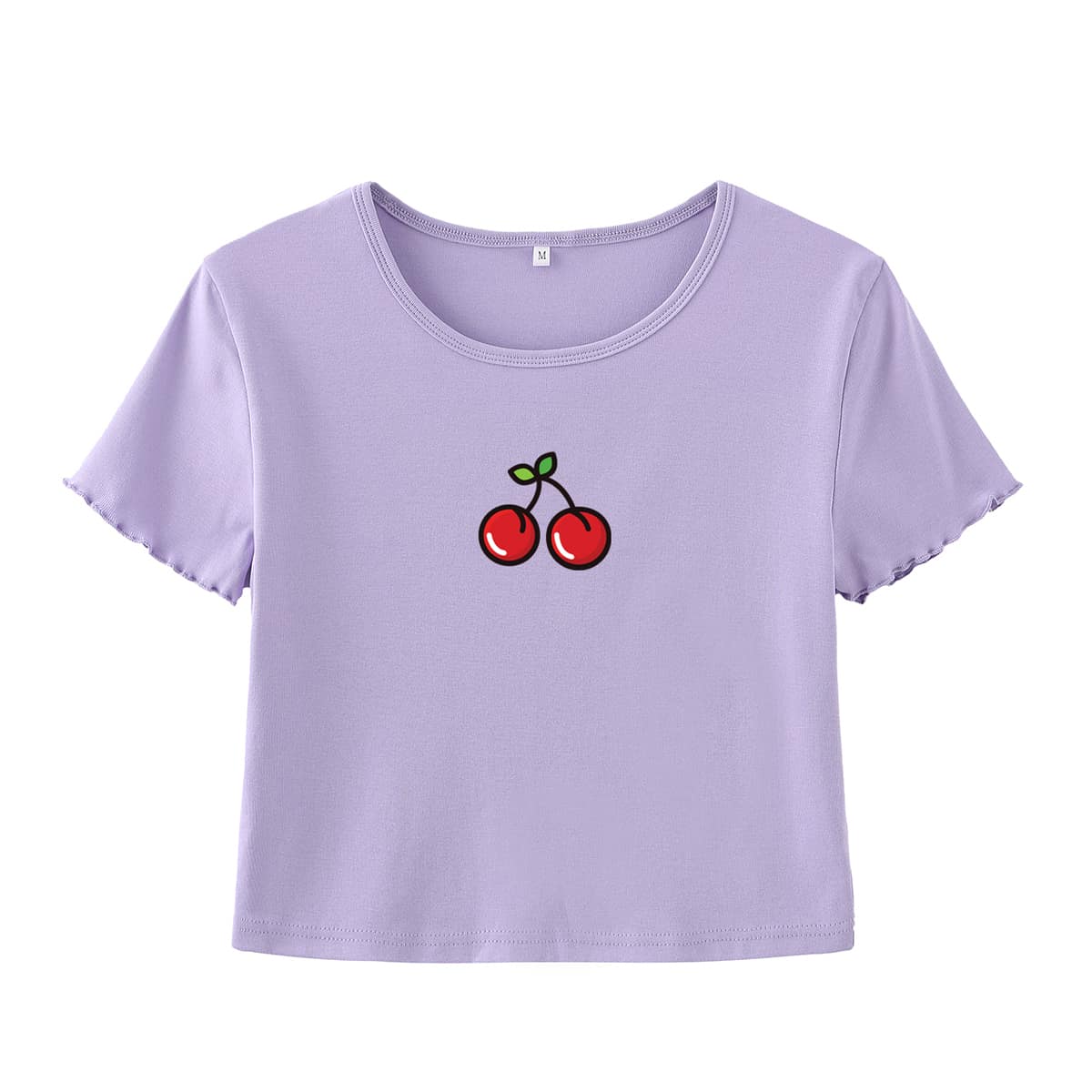 

Cherry Graphic Lettuce Edge Tee, Lilac purple