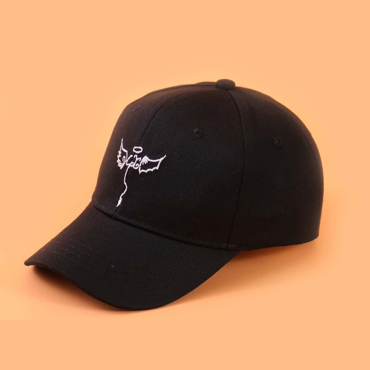 

Wing Embroidery Baseball Cap, Black