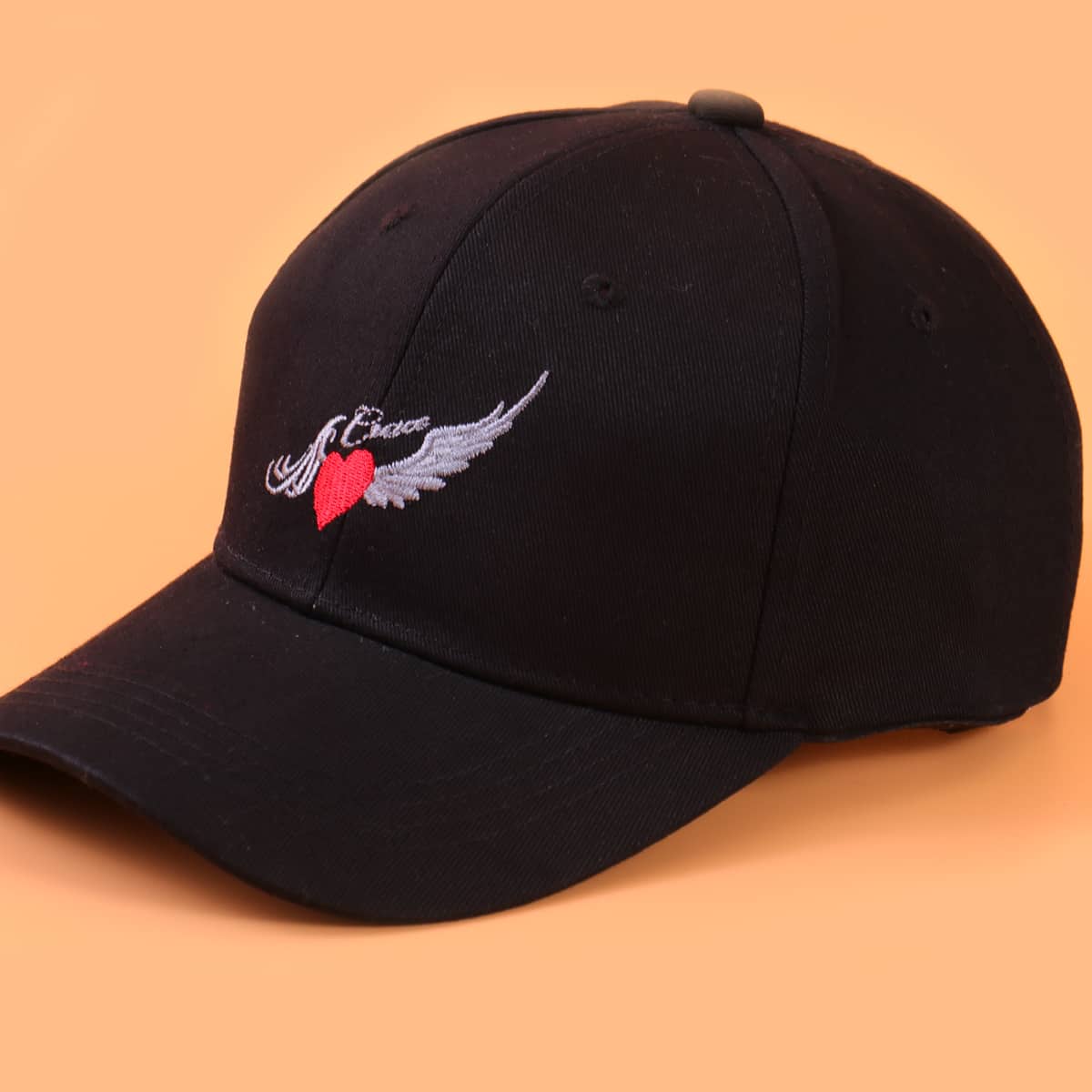 

Wing Embroidery Baseball Cap, Black