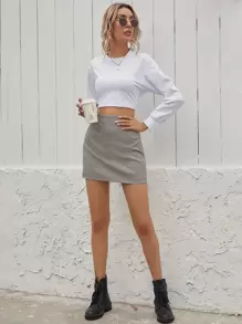 SHEIN Unity Plaid High Waist Mini Skirt - Multicolor - View 3