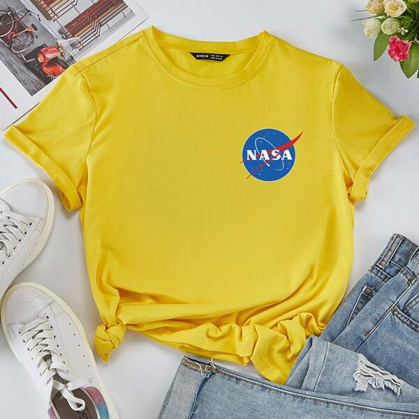 

Letter Graphic Short Sleeve Tee, Yellow