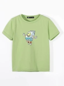 Camiseta con estampado de dibujos animados - Verde Lima - Ver 1
