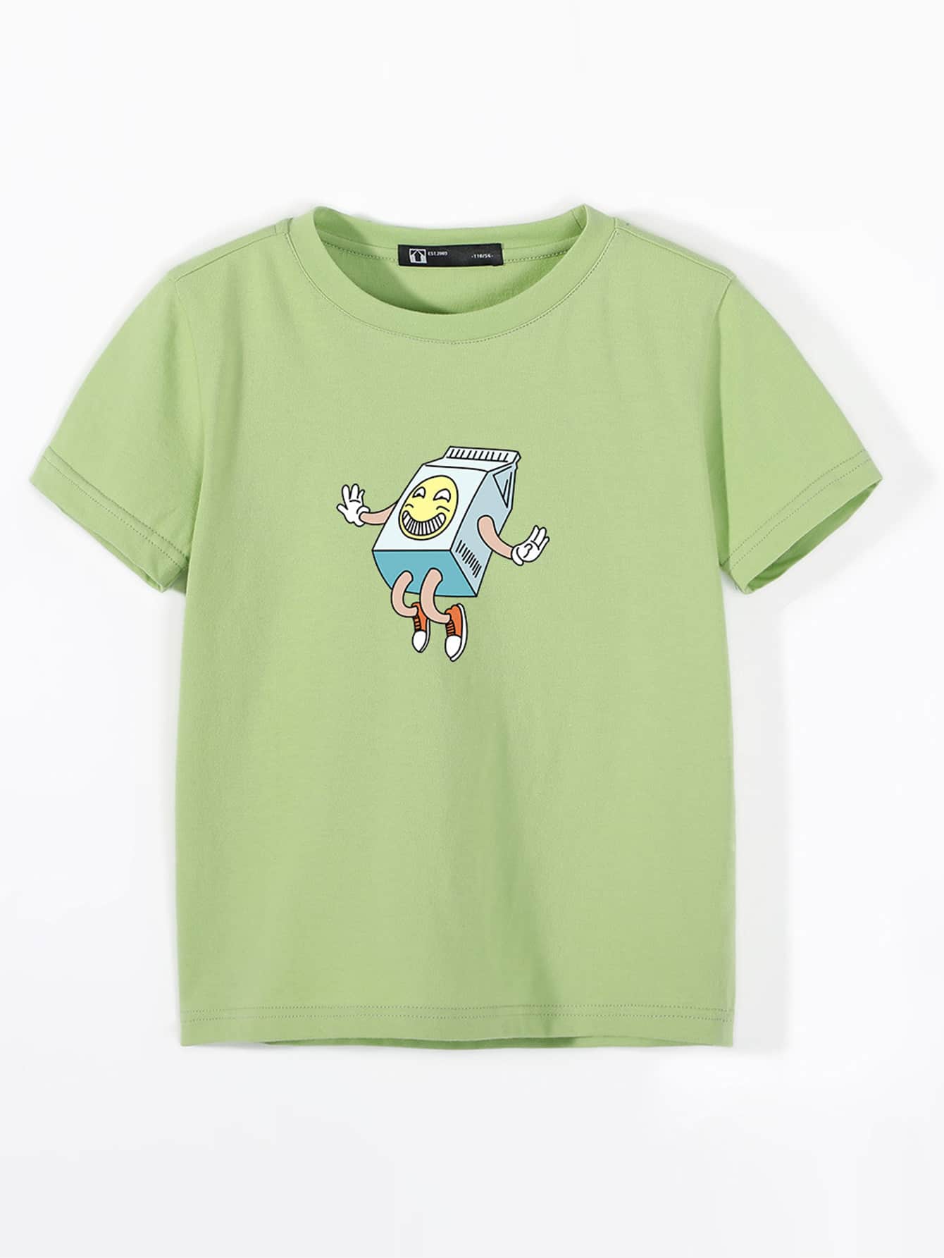 Camiseta con estampado de dibujos animados - Verde Lima - Ver 1