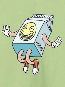 Camiseta con estampado de dibujos animados - Verde Lima - Ver 3