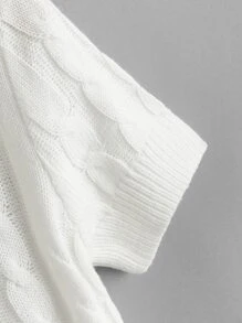 Muchica Top tejido de cable de cuello polo - Blanco - Ver 3