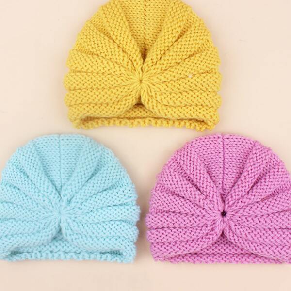 

3pcs Baby Knitted Turban Hat, Multicolor