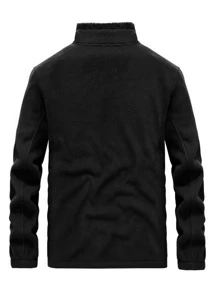 Manfinity Homme Men Zip Up Funnel Neck Teddy Jacket - Black - View 2