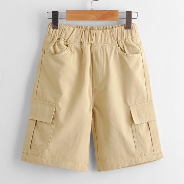 

Toddler Boys Solid Flap Pocket Elastic Waist Shorts, Khaki