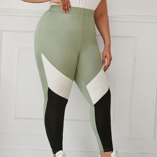 

Plus Cut And Sew Panel Leggings, Multicolor