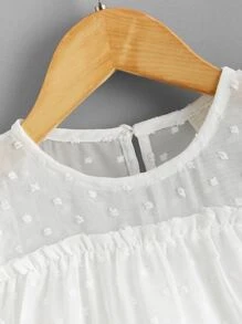 Baby Girl Swiss Dot Frill & Ruffle Trimed Smock Dress - White - View 3