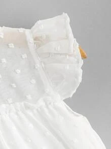 Baby Girl Swiss Dot Frill & Ruffle Trimed Smock Dress - White - View 4
