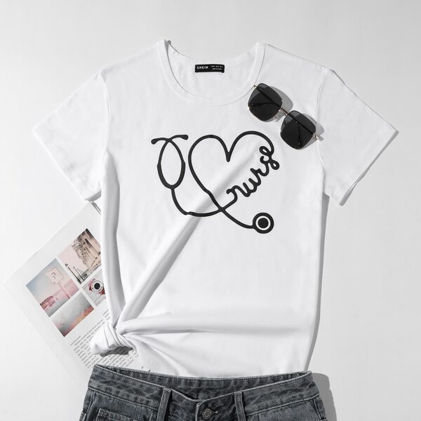 

Stethoscope Print Short Sleeve Tee, White