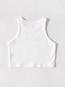 Top tank tejido de canalé con letra - Blanco - Ver 2