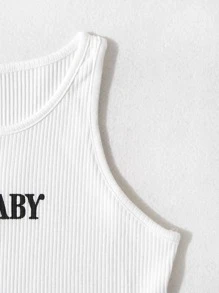 Top tank tejido de canalé con letra - Blanco - Ver 3