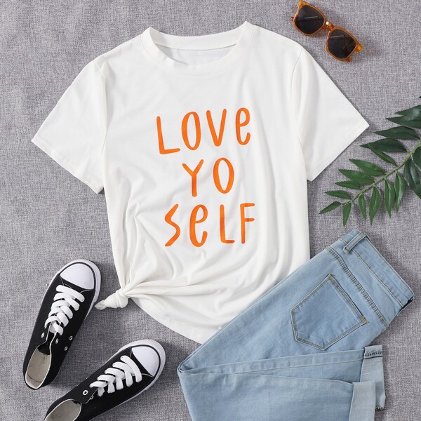 

Slogan Graphic Crew Neck Tee, White