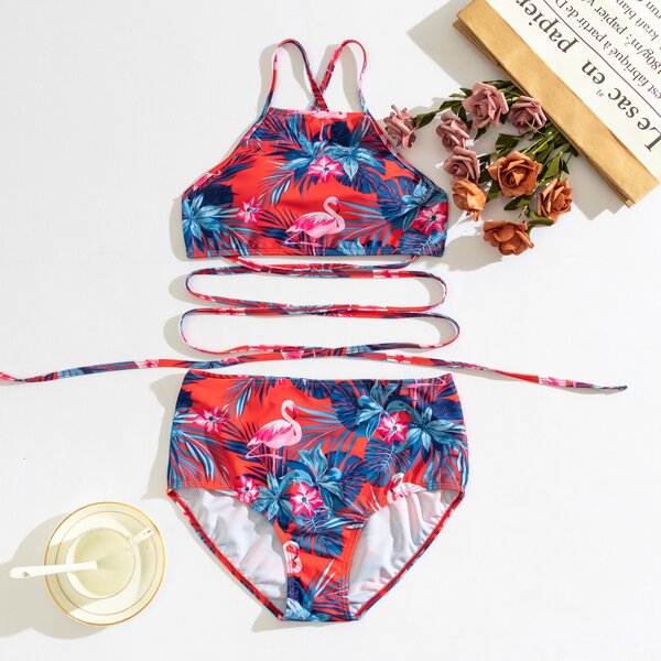 

Floral & Tropical High Waisted Bikini Swimsuit, Multicolor