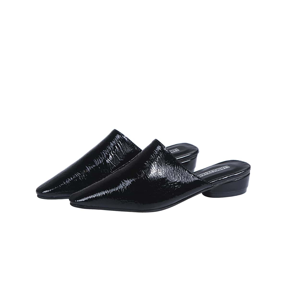 

Minimalist Patent Flat Mules, Black
