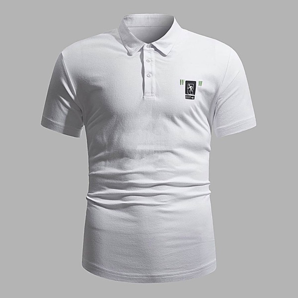 

Men Figure & Letter Graphic Polo Shirt, White