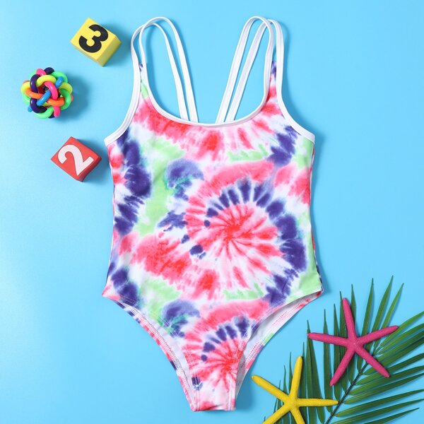 

Girls Tie Dye One Piece Swimsuit, Multicolor