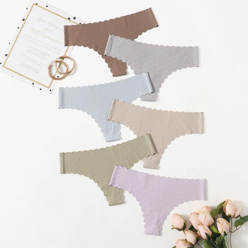 

6pack Scalloped Trim Panty Set, Multicolor