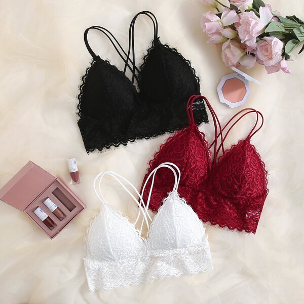 

3pack Floral Lace Bra Set, Multicolor